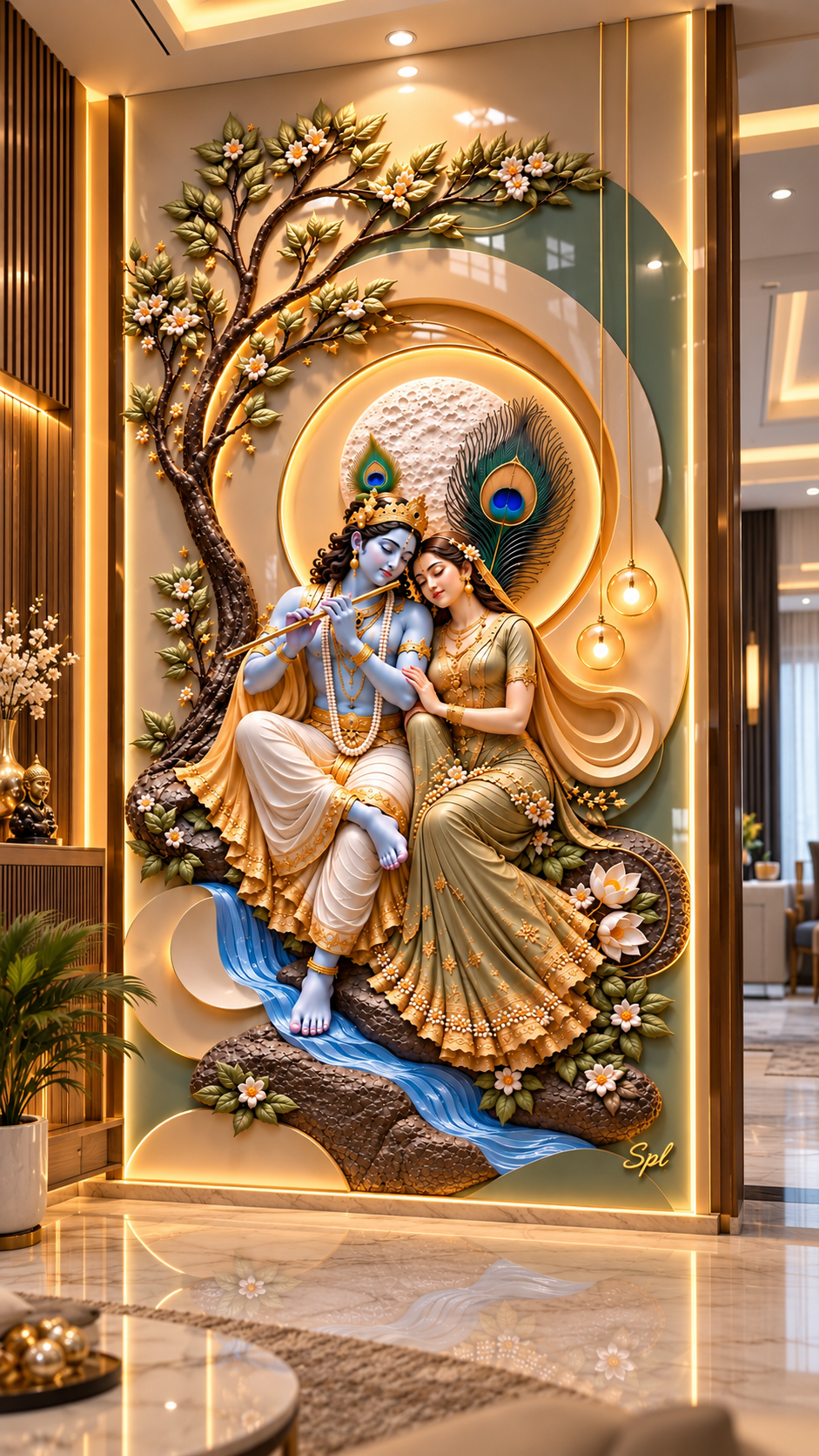 SPL Radha Krishna Floral Harmony 3D — SPL 3D AC Sheets